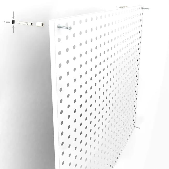 Настенная перфорированная панель ДСП односторонняя 60×0.6×180 см, шаг 2.5 см, серая
