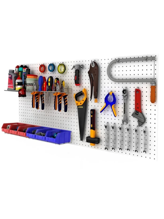 Настенная перфорированная панель ДСП односторонняя 60×0.6×180 см, шаг 2.5 см, серая