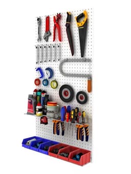 Настенная перфорированная панель ДСП односторонняя 60×0.6×180 см, шаг 2.5 см, серая