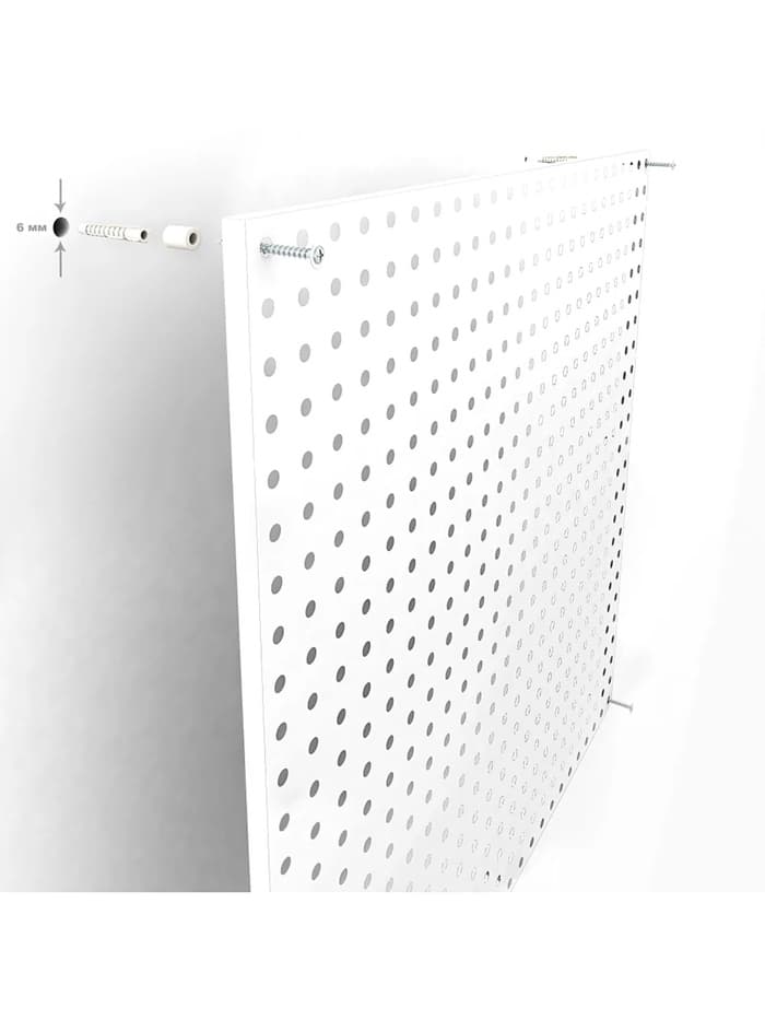 Настенная перфорированная панель ДСП односторонняя 60×0.6×180 см, шаг 2.5 см, серая