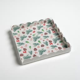 Коробка для кондитерских изделий новогодняя с пластиковой крышкой Winter time, 21×21×3 см