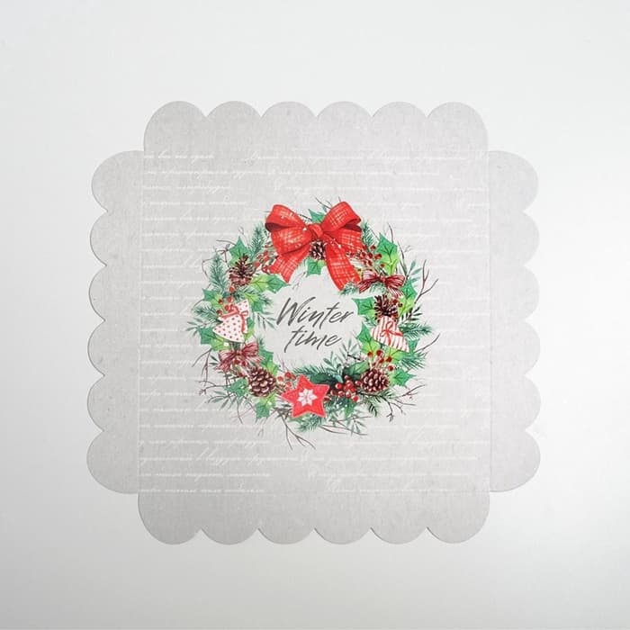 Коробка для кондитерских изделий новогодняя с пластиковой крышкой Winter time, 21×21×3 см