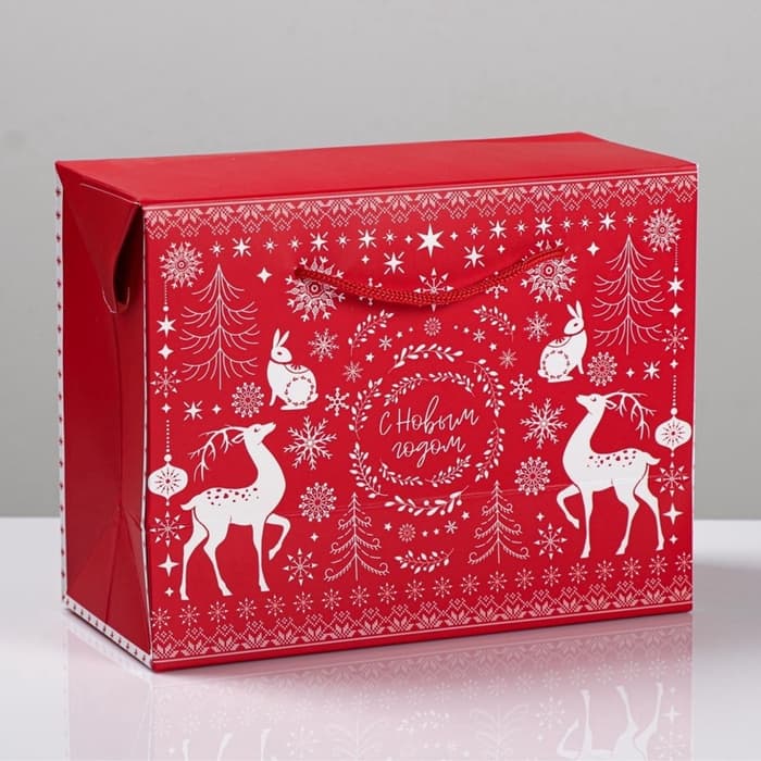 Пакет - коробка подарочный новогодний «С Новым годом», 23×18×11 см
