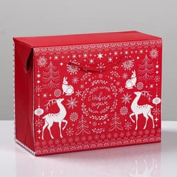 Пакет - коробка подарочный новогодний «С Новым годом», 23×18×11 см
