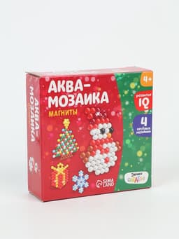 Аквамозаика «Снеговик с ёлкой», магниты, 4 фигурки, 306 шариков