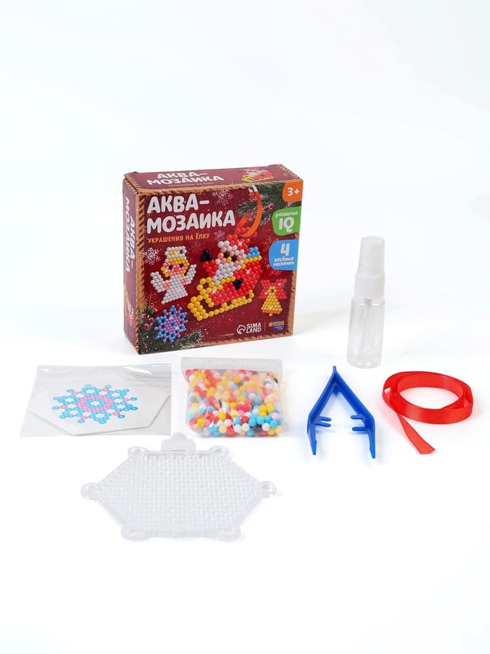 Аквамозаика «Дед Мороз с ангелом», украшения на ёлку