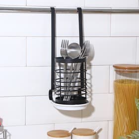 Держатель для столовых приборов на рейлинг, чёрный