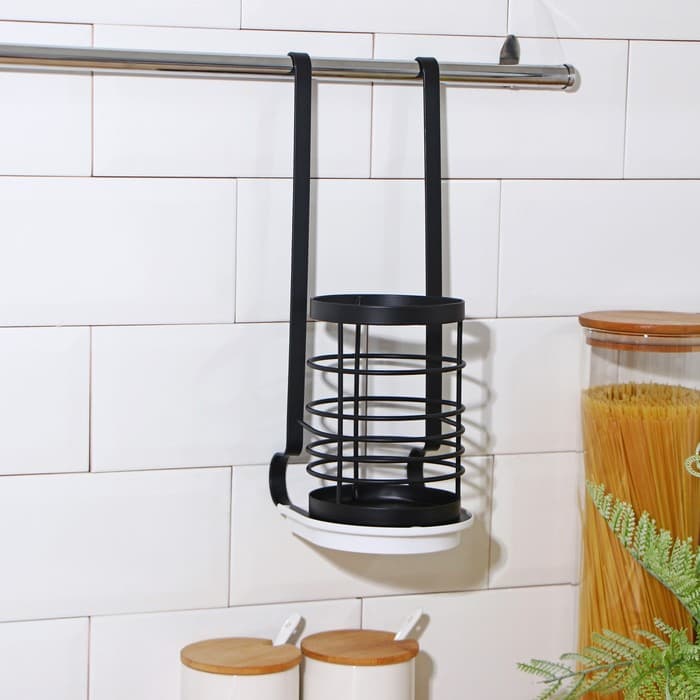 Держатель для столовых приборов на рейлинг, чёрный