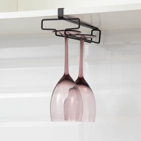 Держатель для бокалов подвесной на 4 предмета Доляна, 10.5×26×7.5 см, чёрный