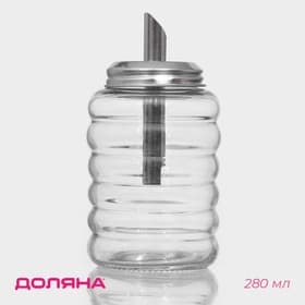 Сахарница Доляна «Волны», 280 мл, 7×13.5 см, с дозатором, стекло, прозрачная