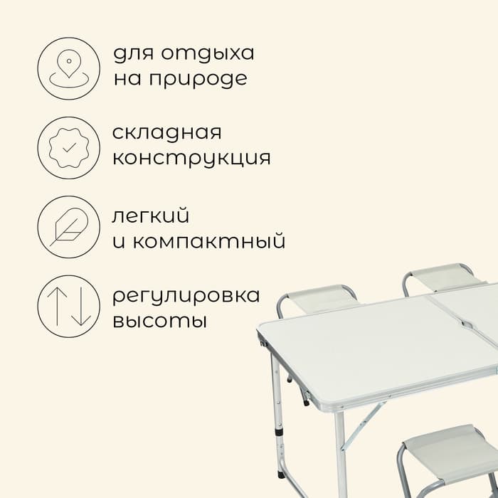 Набор мебели maclay, стол, 4 стула, складной, белый