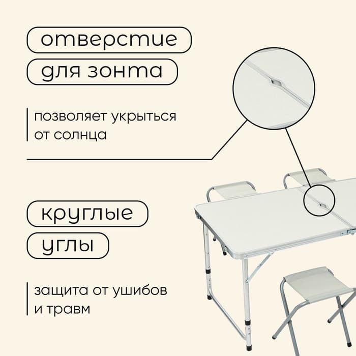 Набор мебели maclay, стол, 4 стула, складной, белый