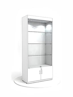 Витрина из ЛДСП 90×40×200 см, белая, стенка ХДФ