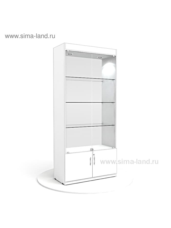 Витрина из ЛДСП 2000×900×400, белая, стенка стекло