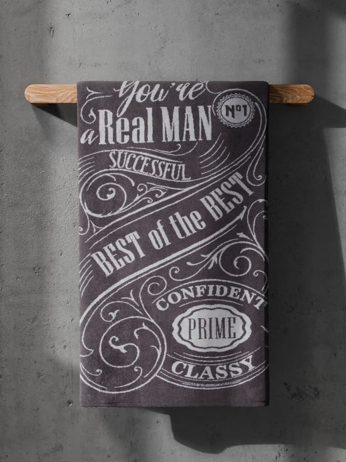 Полотенце махровое «Этель» Real man, 70×130 см, хлопок 100%, серое