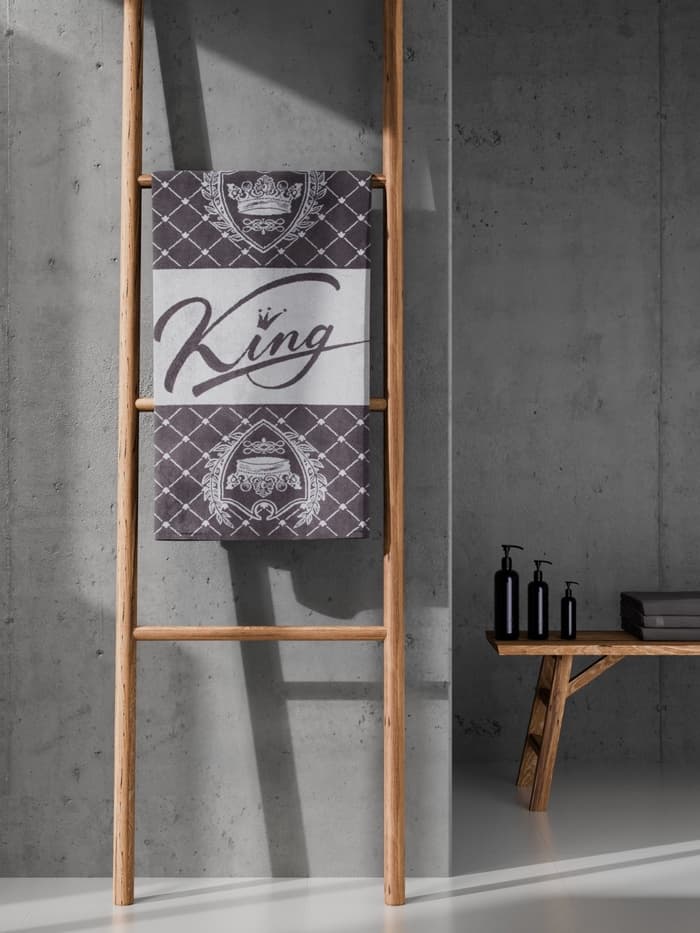 Полотенце махровое Этель King, 70×130 см, 100%, 420 г/м², серое