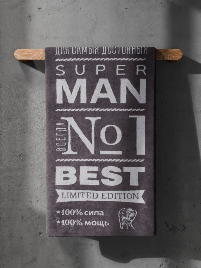 Полотенце махровое «Этель» Super man, 70×130 см, 100% хлопок, 420 г/м², серое