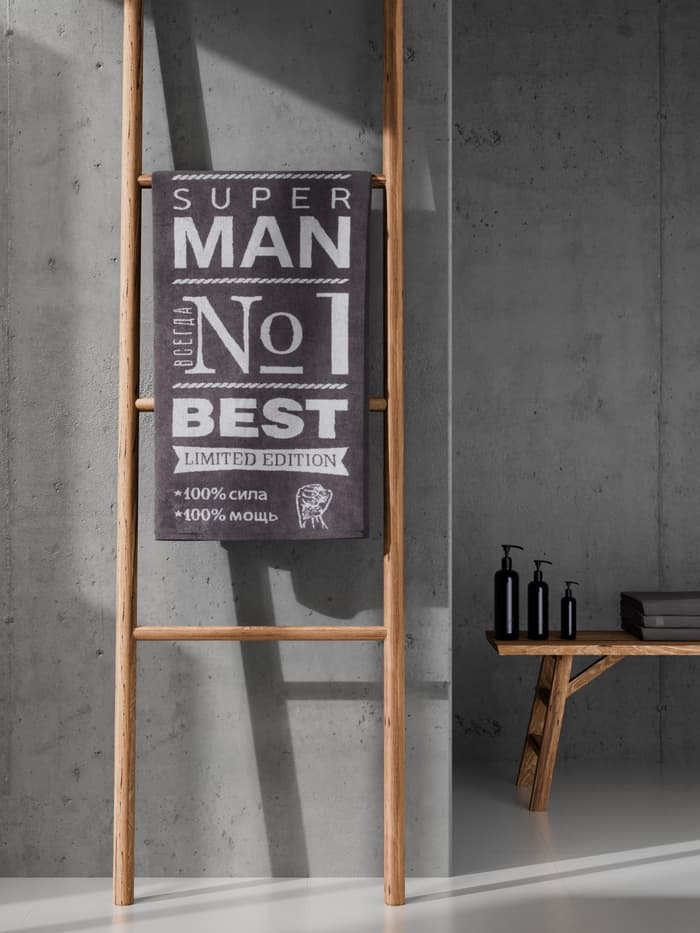 Полотенце махровое «Этель» Super man, 70×130 см, 100% хлопок, 420 г/м², серое
