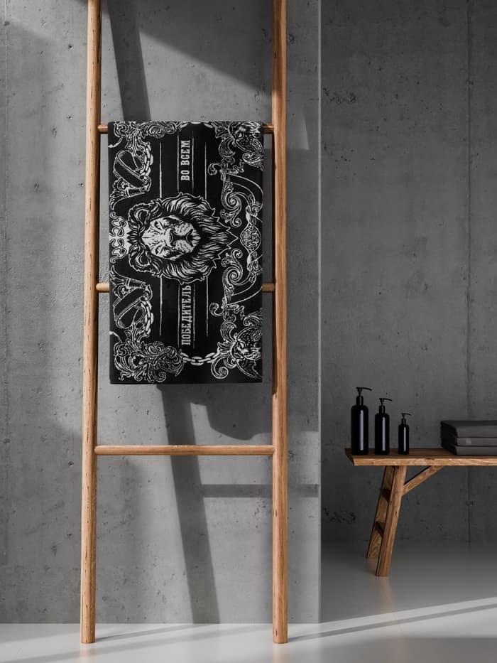 Полотенце махровое «Этель. Победитель», 70×130 см, 100% хлопок, 420 г/м², чёрно-белое