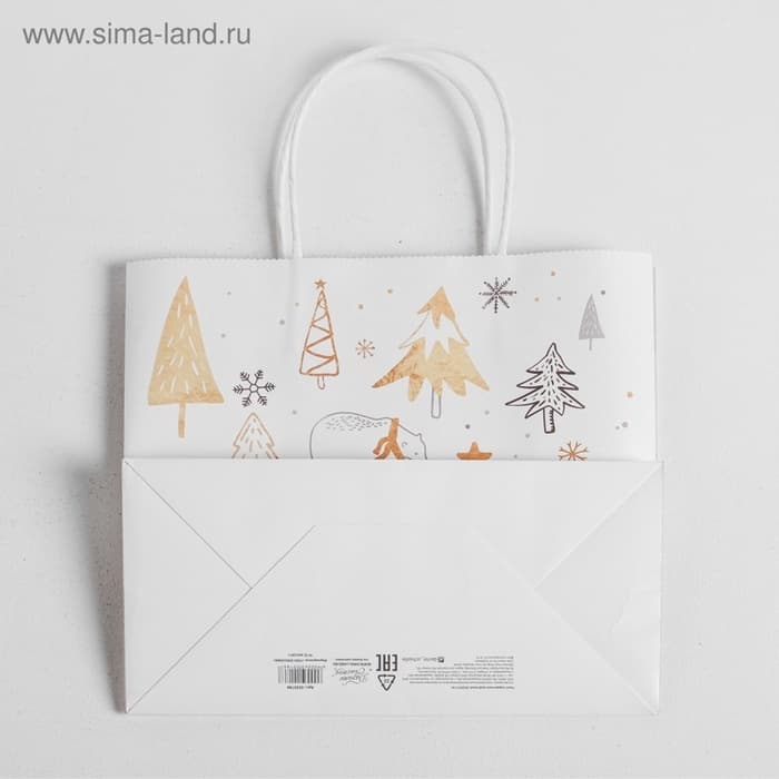 Пакет подарочный новогодний крафт «С Новым годом», 25×22×12 см