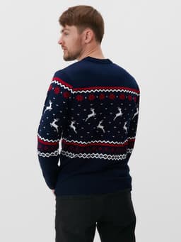 Свитер вязаный новогодний KAFTAN Family look, размер 46, синий