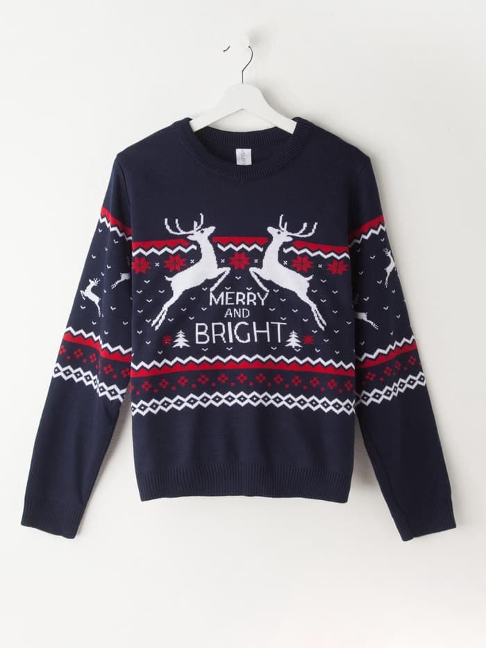 Свитер вязаный новогодний KAFTAN Family look, размер 46, синий