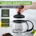 Чайник заварочный «Вдохновение», 850 мл, металлическое сито, стекло, прозрачный, чёрный