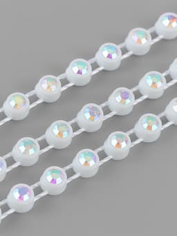 Стразы на нитях, с голографией, 3 мм, 9±1 м, белые