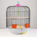 Клетка для птиц, 39×44 см, круглая, двухъярусная сварная, большой поддон, МИКС