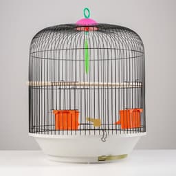 Клетка для птиц, 39×44 см, круглая, двухъярусная сварная, большой поддон, МИКС