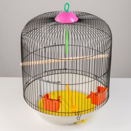 Клетка для птиц, 39×44 см, круглая, двухъярусная сварная, большой поддон, МИКС