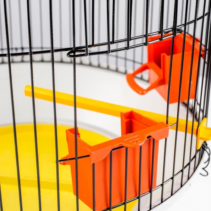 Клетка для птиц, 39×44 см, круглая, двухъярусная сварная, большой поддон, МИКС