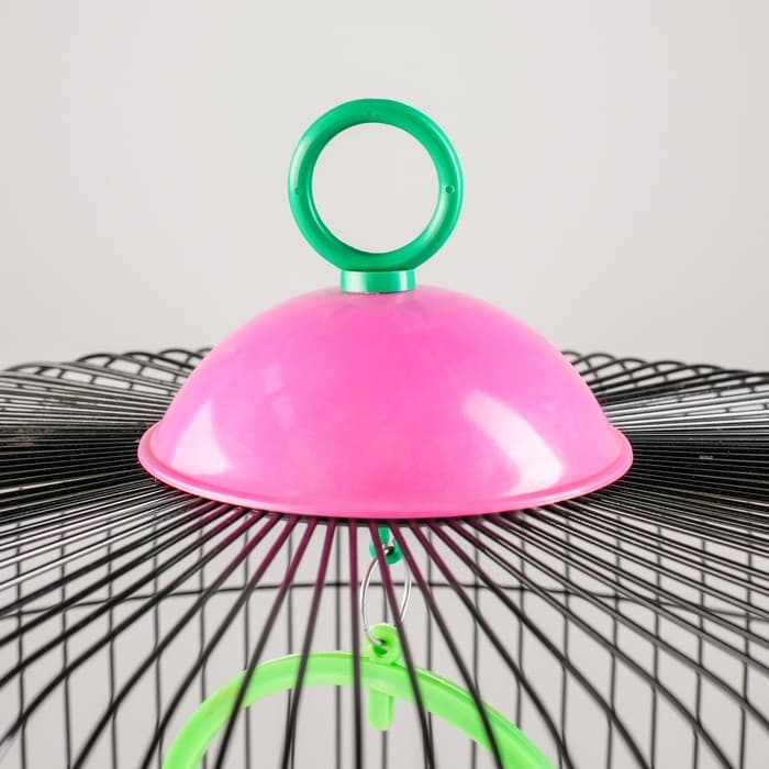 Клетка для птиц, 39×44 см, круглая, двухъярусная сварная, большой поддон, МИКС