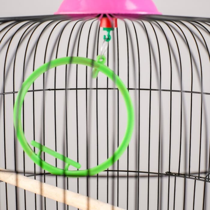 Клетка для птиц, 39×44 см, круглая, двухъярусная сварная, большой поддон, МИКС