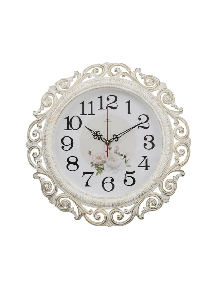 Часы настенные интерьерные «Хостон», бесшумные, плавный ход, d=40.5 см, циферблат d=26 см, белые, от батарейки 1×АА