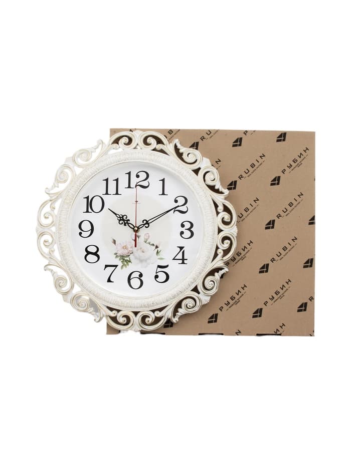 Часы настенные интерьерные «Хостон», бесшумные, плавный ход, d=40.5 см, циферблат d=26 см, белые, от батарейки 1×АА