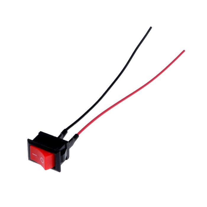 Выключатель клавишный, провод 10 см, красный, набор 10 шт.