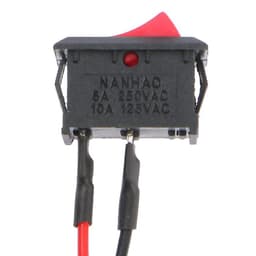 Выключатель клавишный, провод 10 см, красный, набор 10 шт.