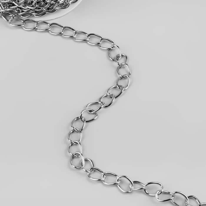 Цепочка для сумки, железная, 11×16 мм, 10±0.5 м, цвет серебряный