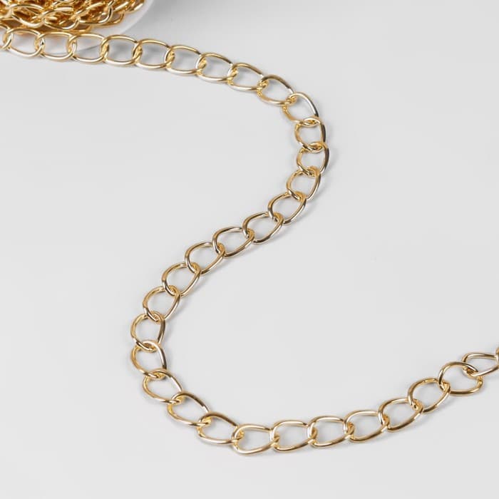 Цепочка для сумки, железная, 11×16 мм, 10±0.5 м, цвет золотой