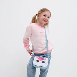Сумка детская для девочки «Единорог», отдел на молнии, голубая, 16×6.5×12 см