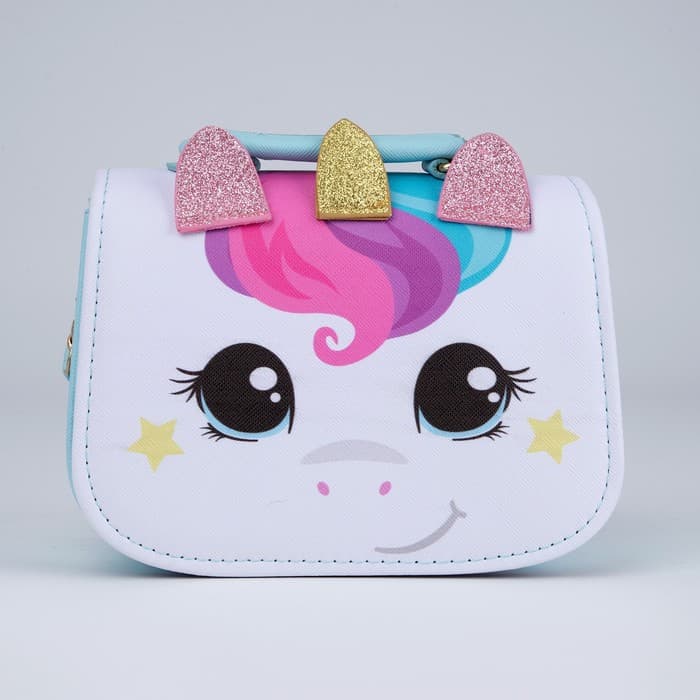 Сумка детская для девочки «Единорог», отдел на молнии, голубая, 16×6.5×12 см