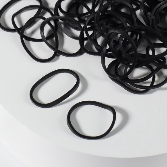 Силиконовые резинки для волос, набор - 800 (± 50) шт., d=1.5 см, 50 г, чёрная