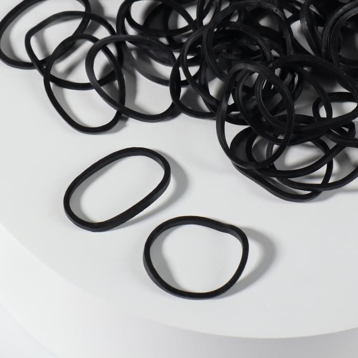 Силиконовые резинки для волос, набор - 1600 (± 100) шт., d=1.5 см, 100 г, чёрная