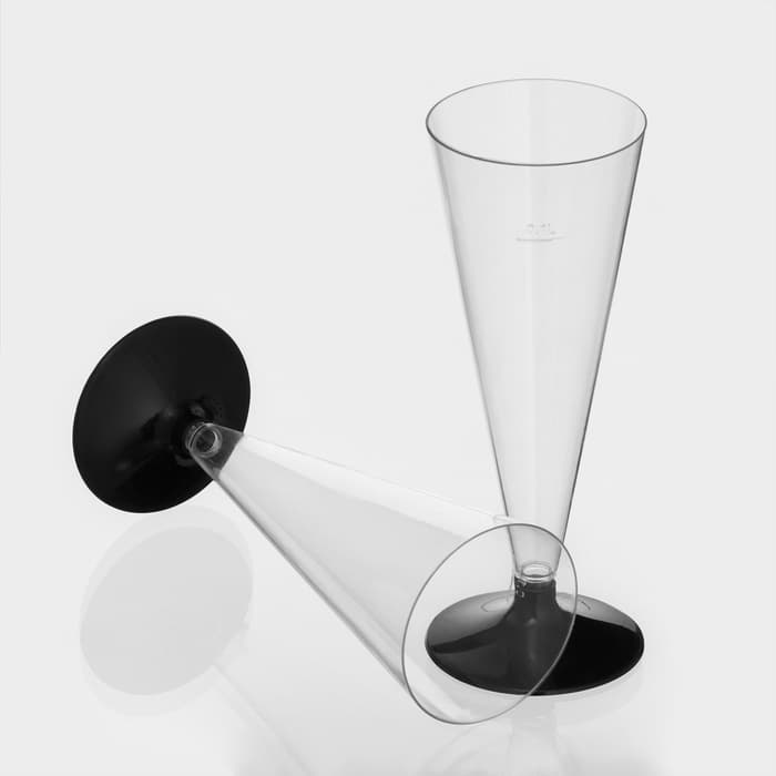 Фужер пластиковый одноразовый для шампанского «Конус», 150 мл, прозрачный, ножка МИКС