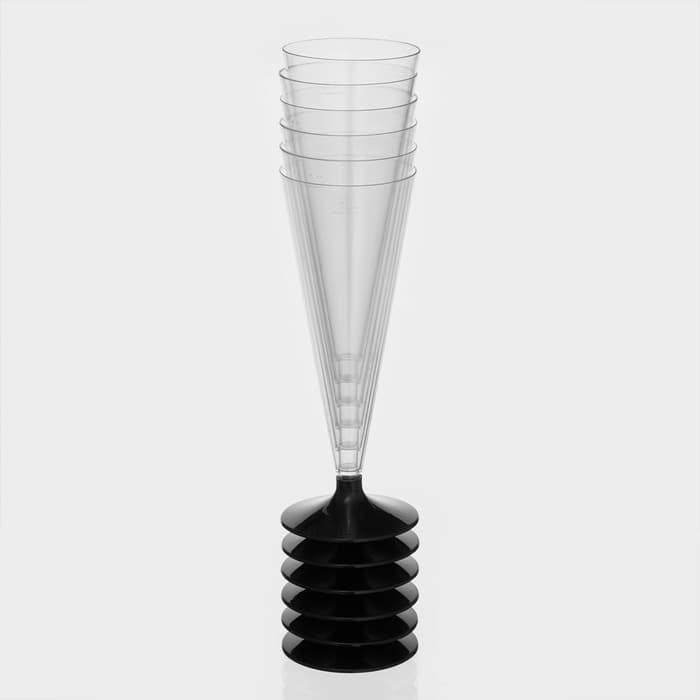 Фужер пластиковый одноразовый для шампанского «Конус», 150 мл, прозрачный, ножка МИКС