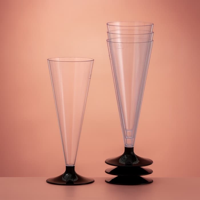 Фужер пластиковый одноразовый для шампанского «Конус», 150 мл, прозрачный, ножка МИКС