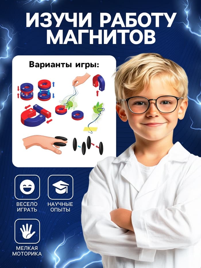 Набор для опытов «Опыты с магнитами, 8 опытов»