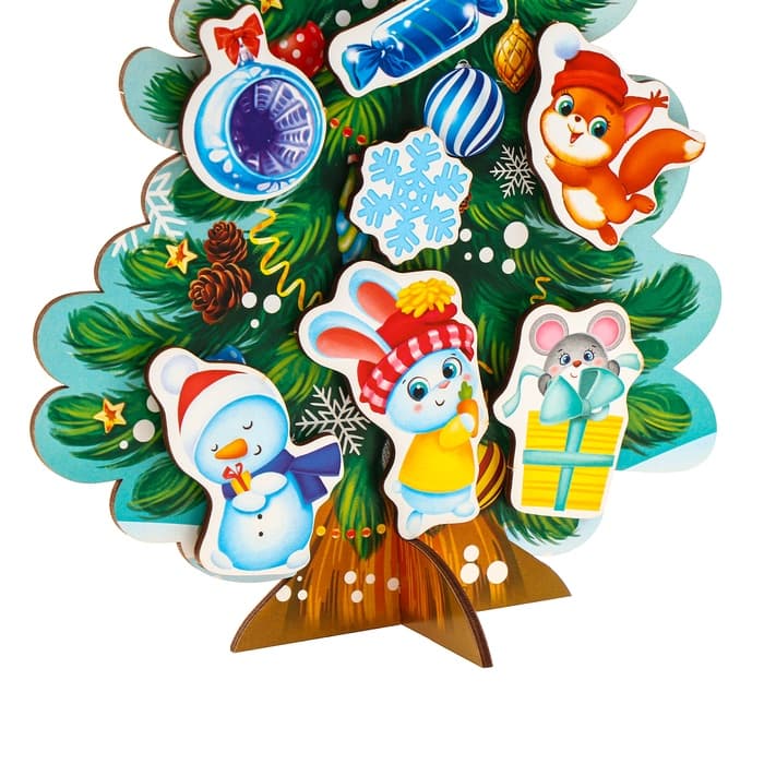 Головоломка Лесная мастерская «Наряди ёлочку»,новогодняя с липучками