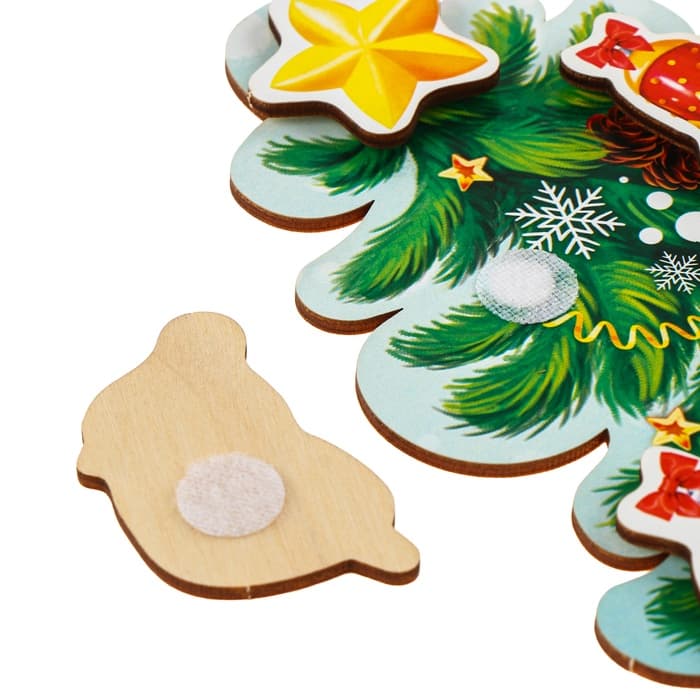 Головоломка Лесная мастерская «Наряди ёлочку»,новогодняя с липучками